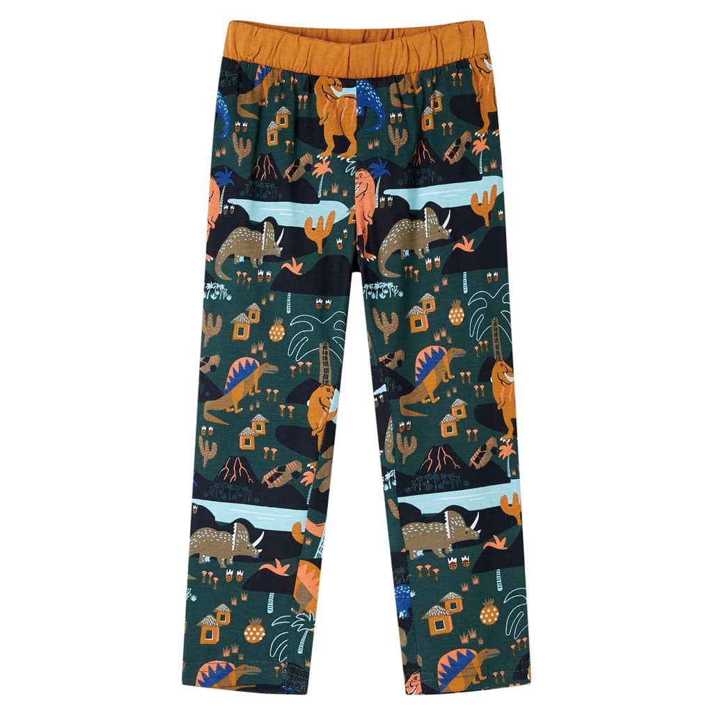 Vidaxl kinderpyjama met lange mouwen 92 donkergroen