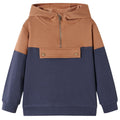 Vidaxl kindersweater met capuchon halve rits 104 antraciet- en cognackleurig