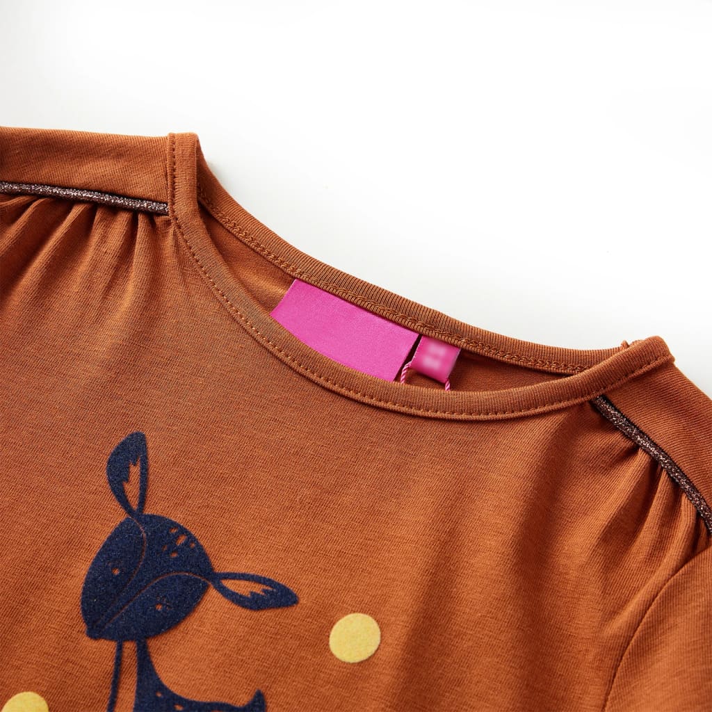 Vidaxl kindershirt met lange mouwen 104 cognackleurig