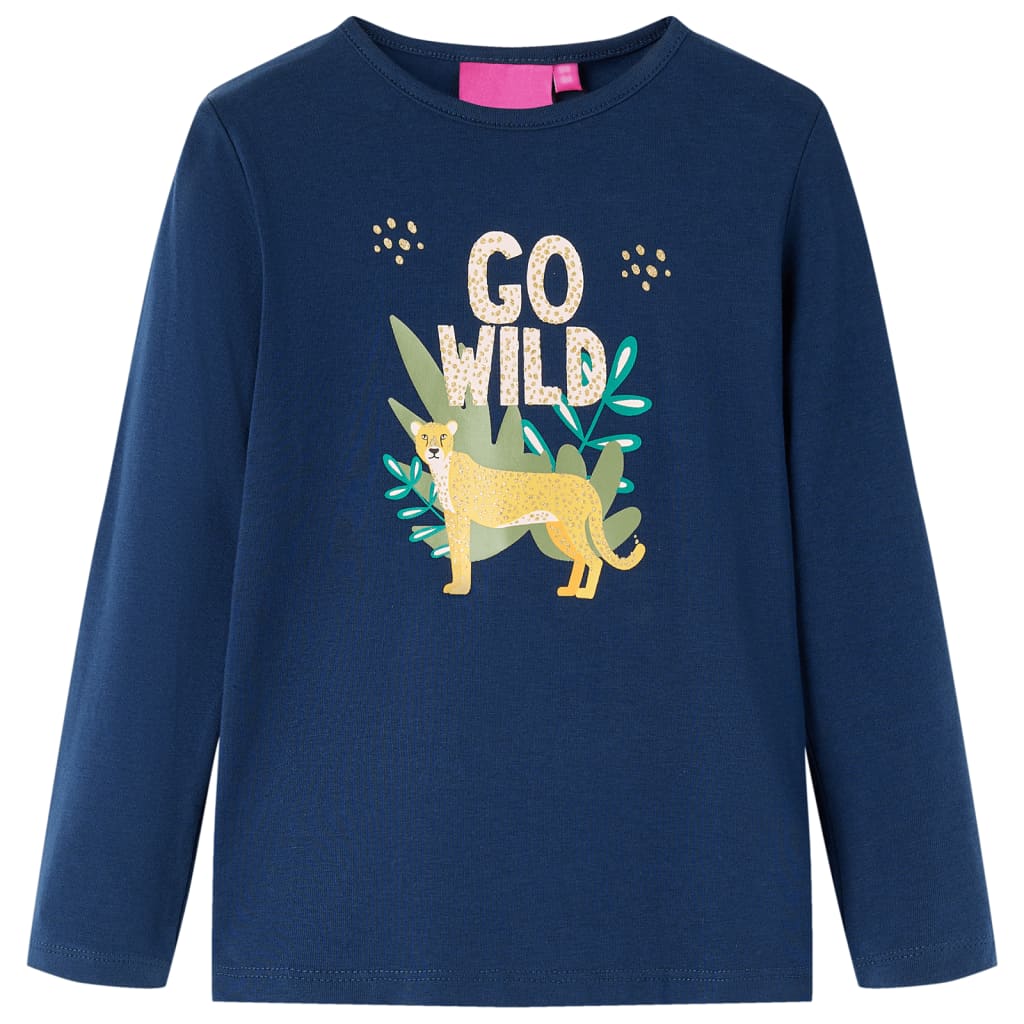 Vidaxl kindershirt met lange mouwen 128 marineblauw