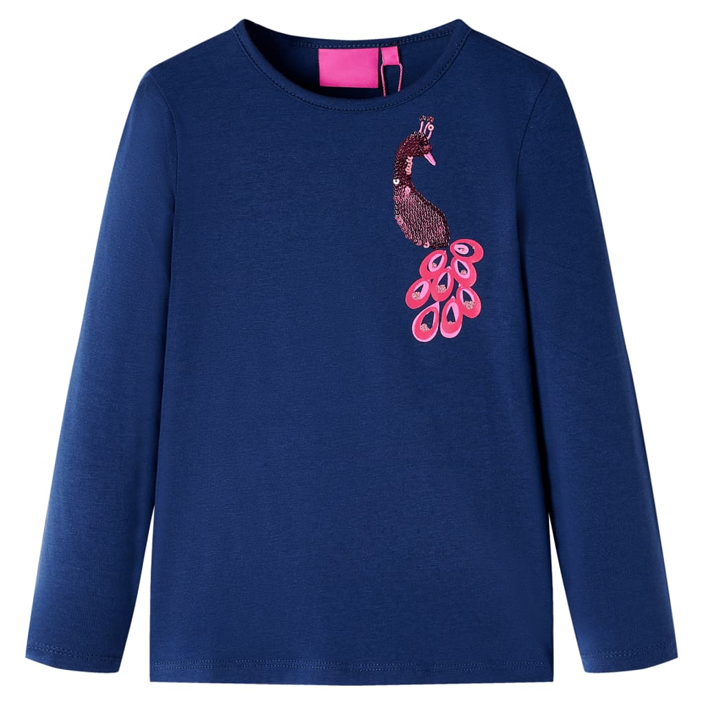 Vidaxl kindershirt met lange mouwen 128 marineblauw