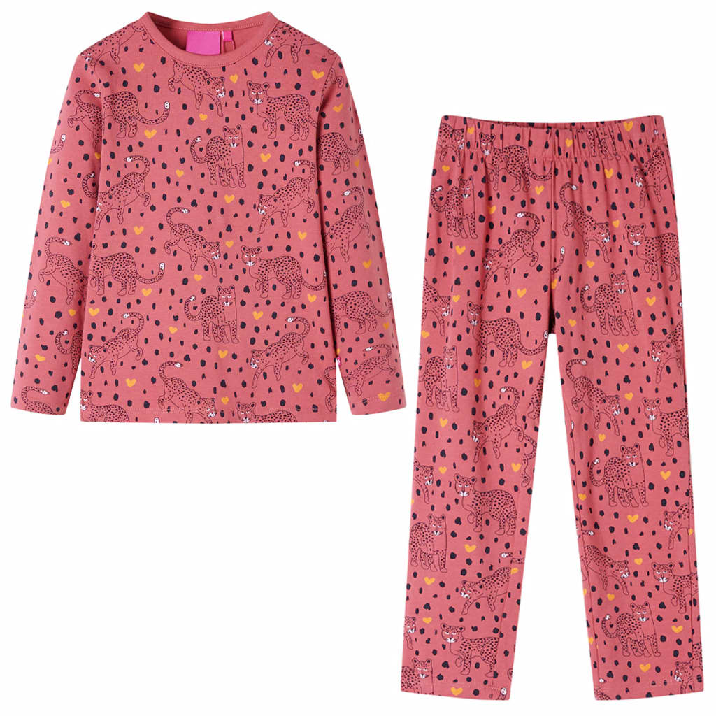 Vidaxl kinderpyjama met lange mouwen 92 oudroze