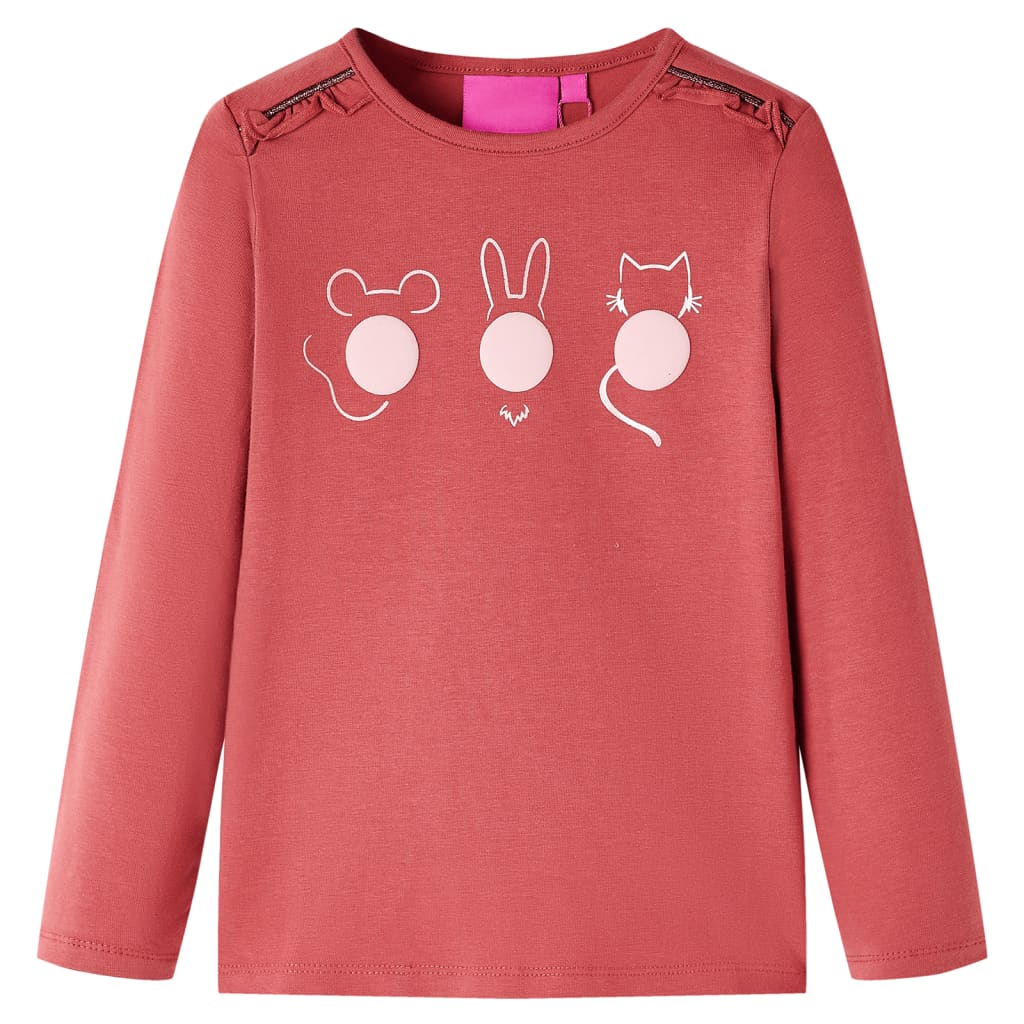 Vidaxl kindershirt met lange mouwen 128 rozebruin