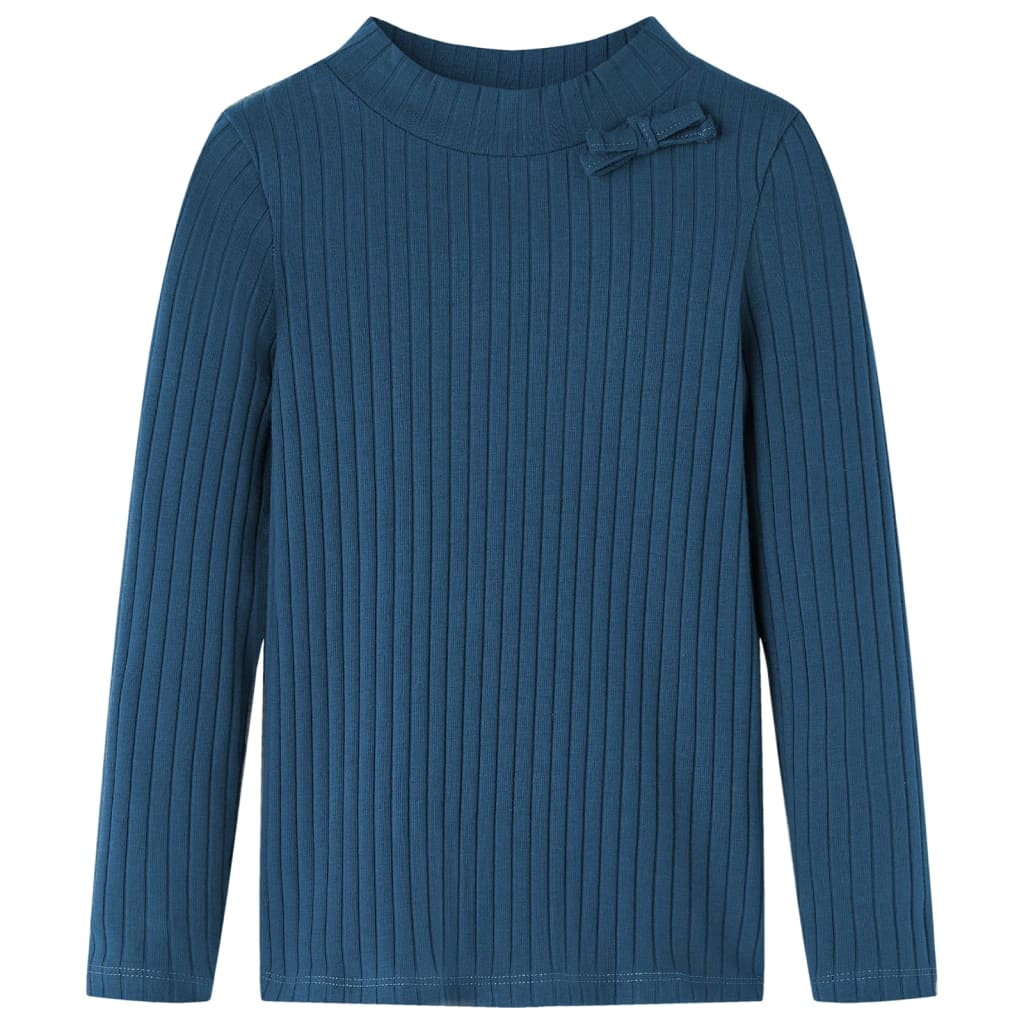 Vidaxl kindershirt met lange mouwen geribd 128 marineblauw