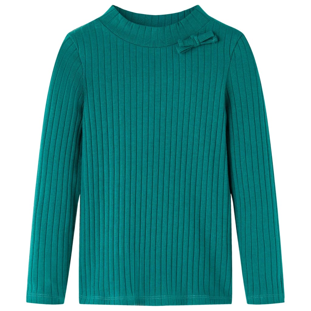 Vidaxl kindershirt met lange mouwen geribd 128 donkergroen