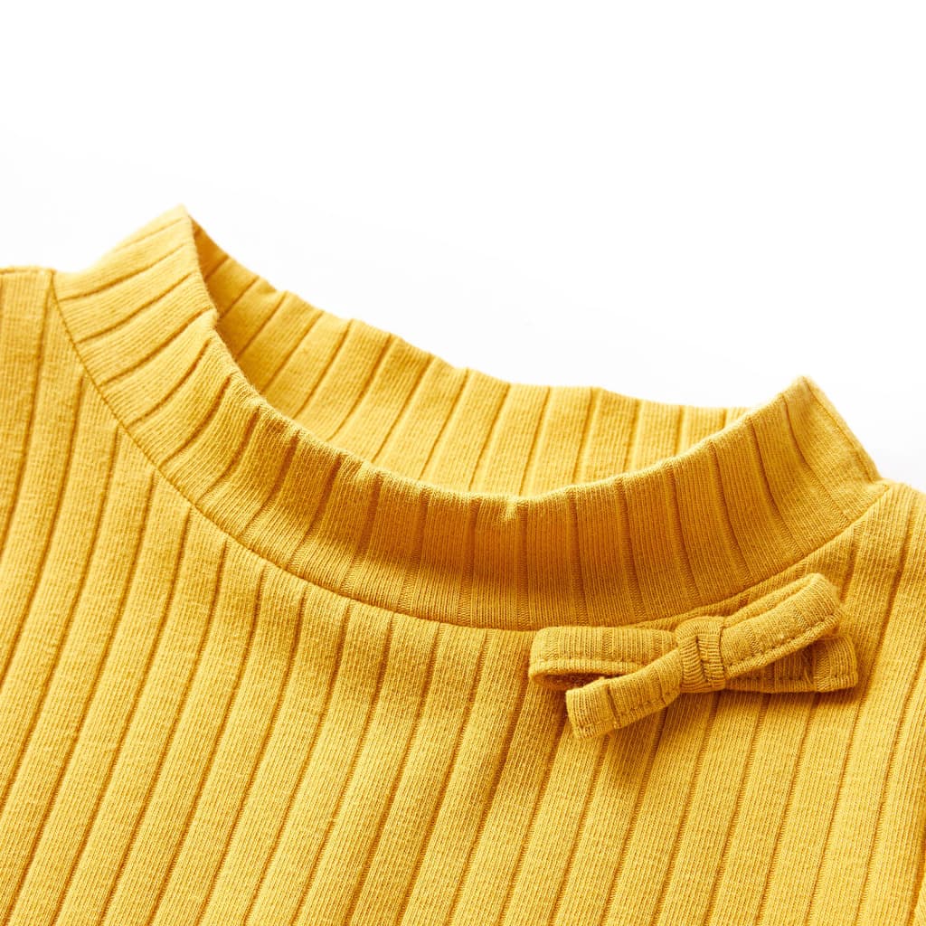 Vidaxl kindershirt met lange mouwen geribd 92 donker okerkleurig