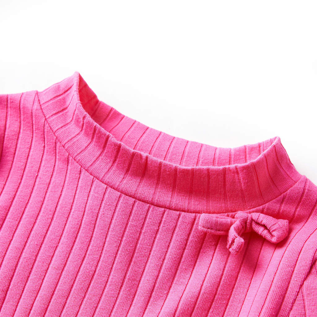 Vidaxl kindershirt met lange mouwen geribd 128 felroze