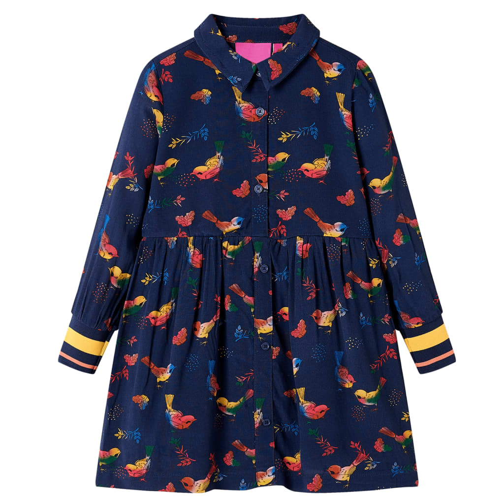 Vidaxl kinderjurk met lange mouwen 116 marineblauw