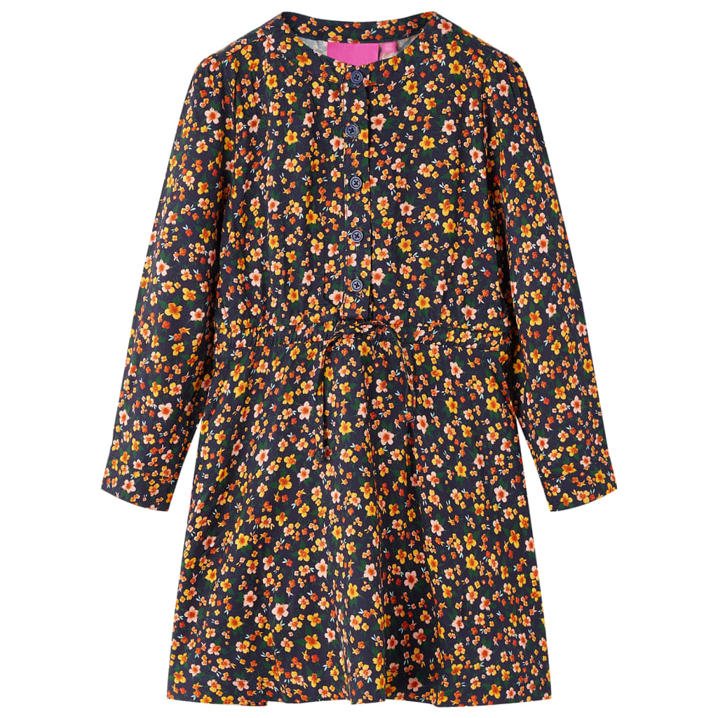 Vidaxl kinderjurk met lange mouwen 92 marineblauw
