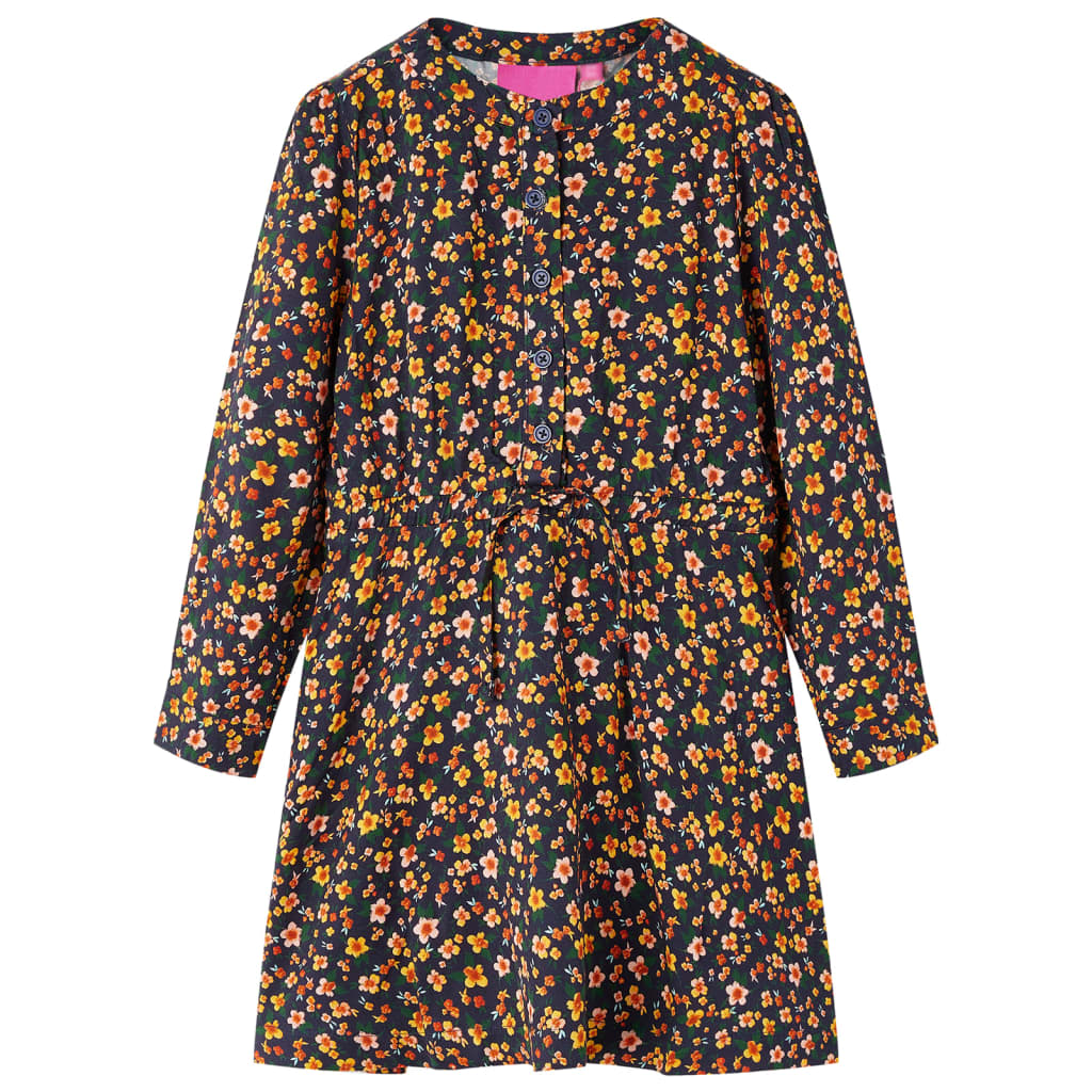 Vidaxl kinderjurk met lange mouwen 128 marineblauw