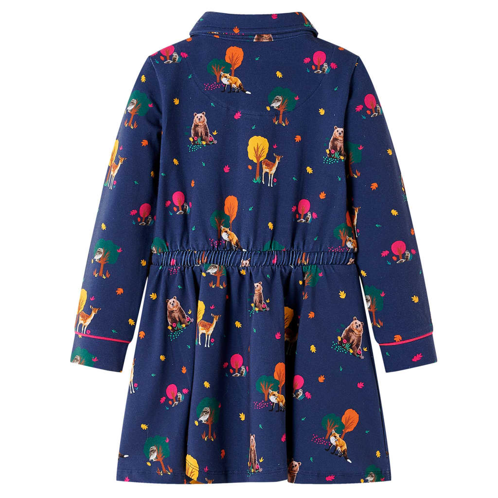 Vidaxl kinderjurk lange mouwen en trekkoord 104 marineblauw