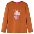 Vidaxl kindershirt met lange mouwen 116 cognackleurig