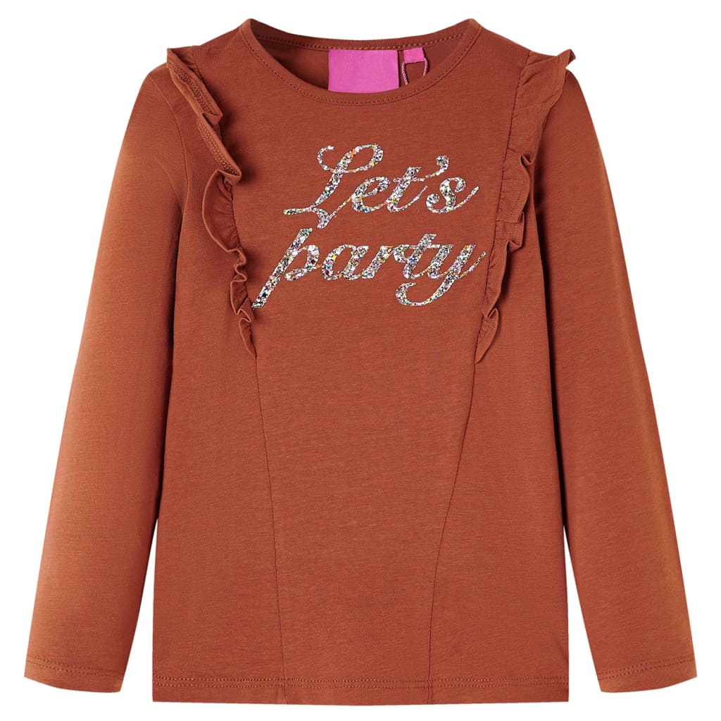 Vidaxl kindershirt met lange mouwen 128 cognackleurig