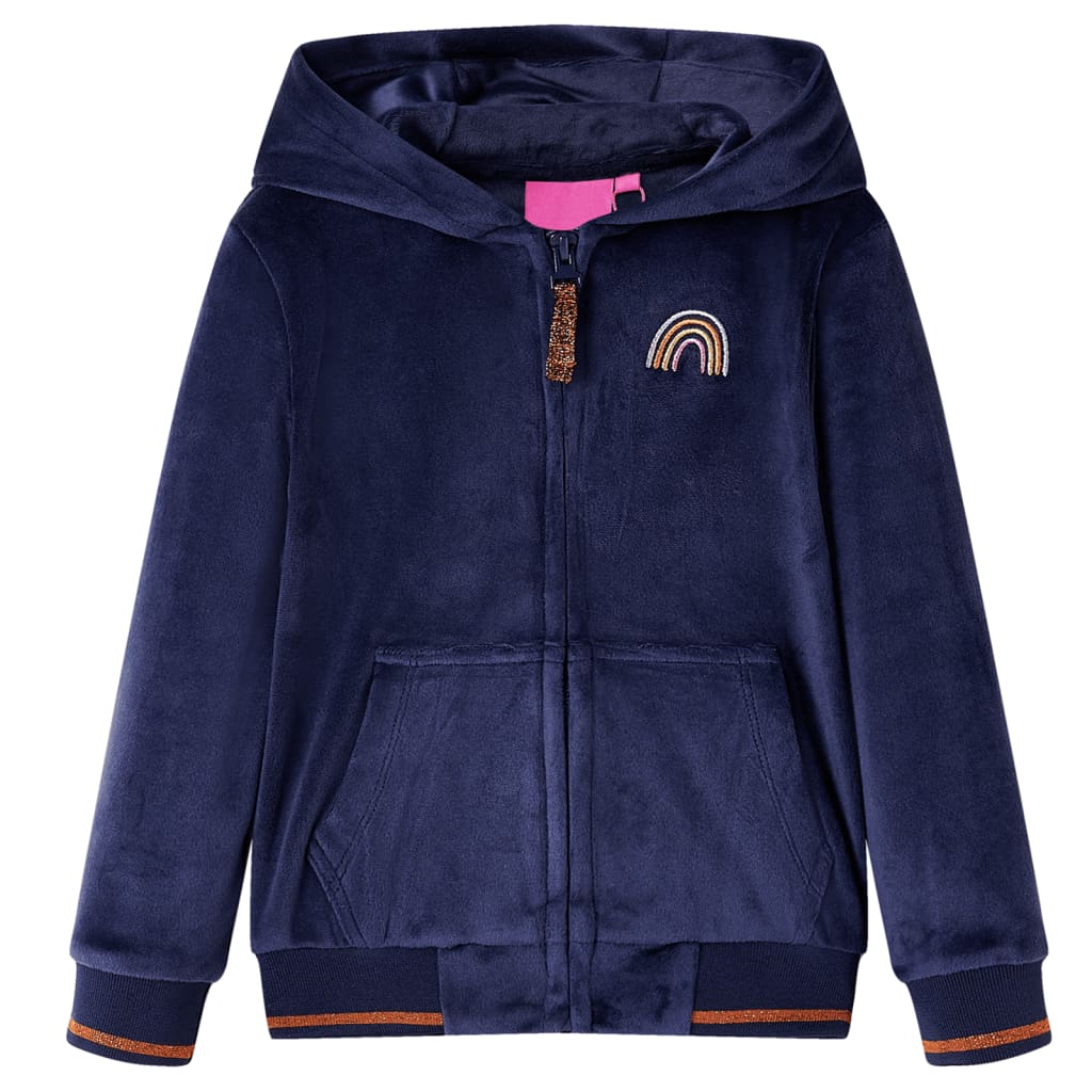 Vidaxl kinderjas met capuchon 128 marineblauw
