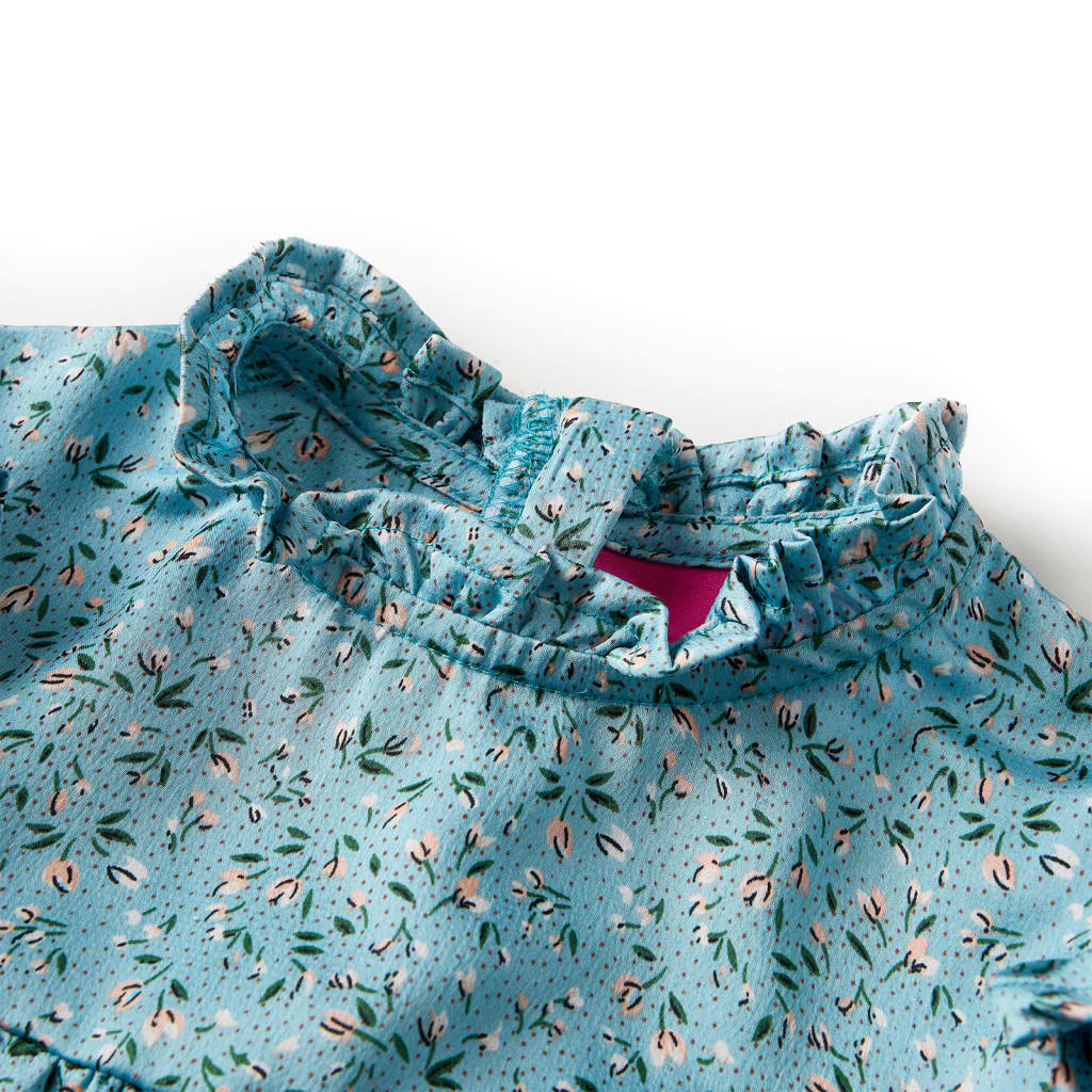 Vidaxl kinderjurk met lange mouwen 128 blauw