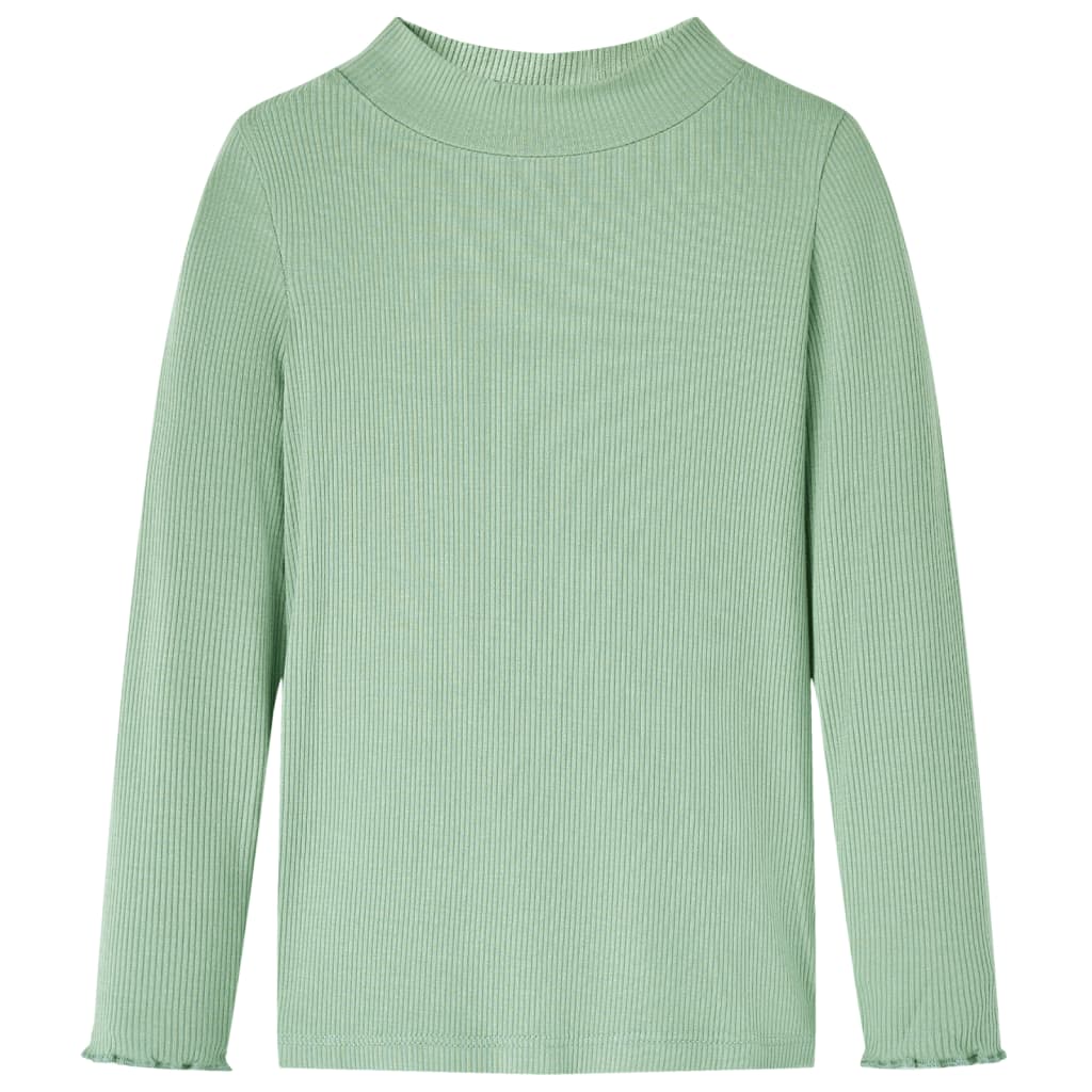 Vidaxl kindershirt met lange mouwen lage col 128 donkermintkleurig