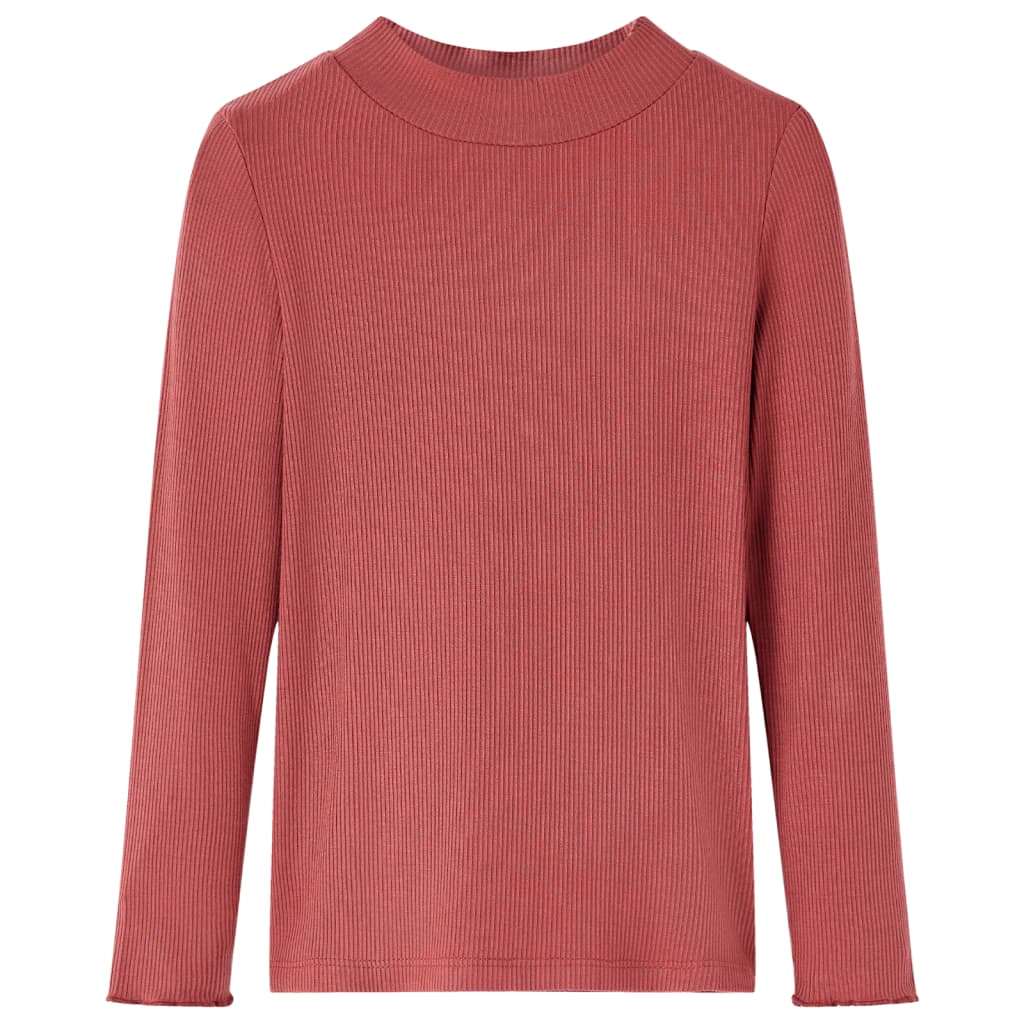 Vidaxl kindershirt met lange mouwen en lage col 104 roodbruin