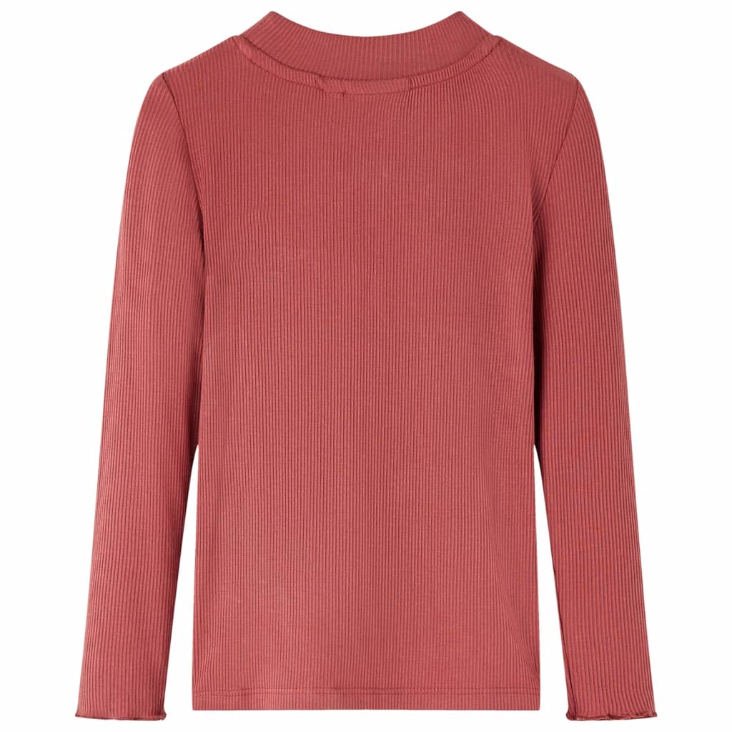 Vidaxl kindershirt met lange mouwen en lage col 104 roodbruin