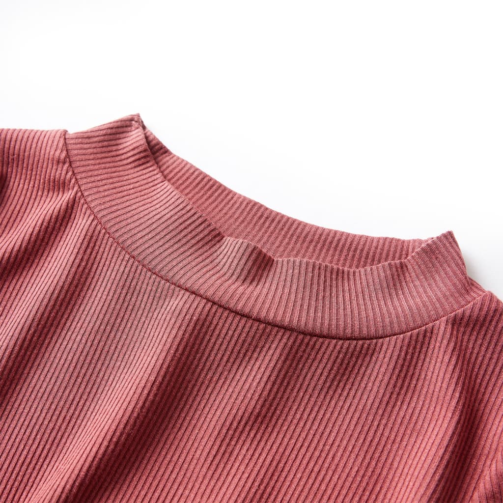 Vidaxl kindershirt met lange mouwen en lage col 104 roodbruin