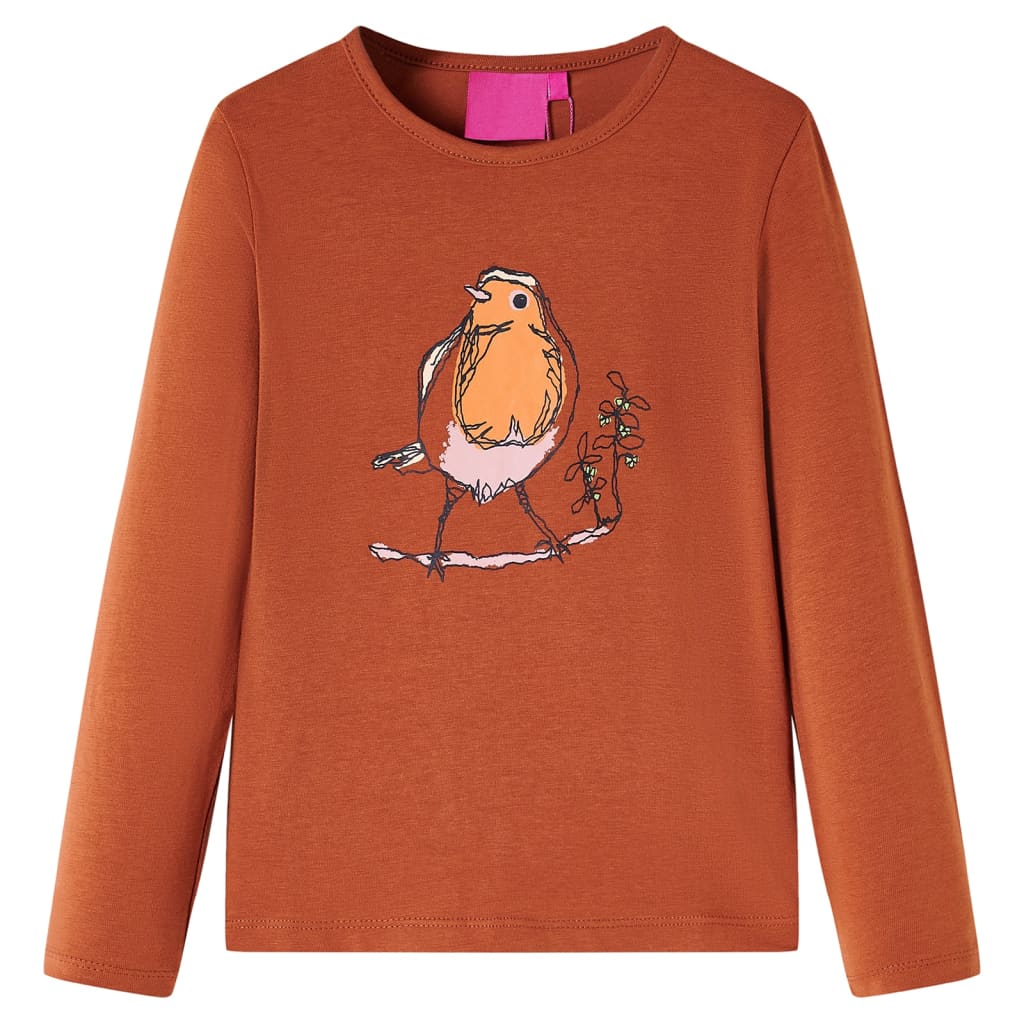 Vidaxl kindershirt met lange mouwen 128 cognackleurig