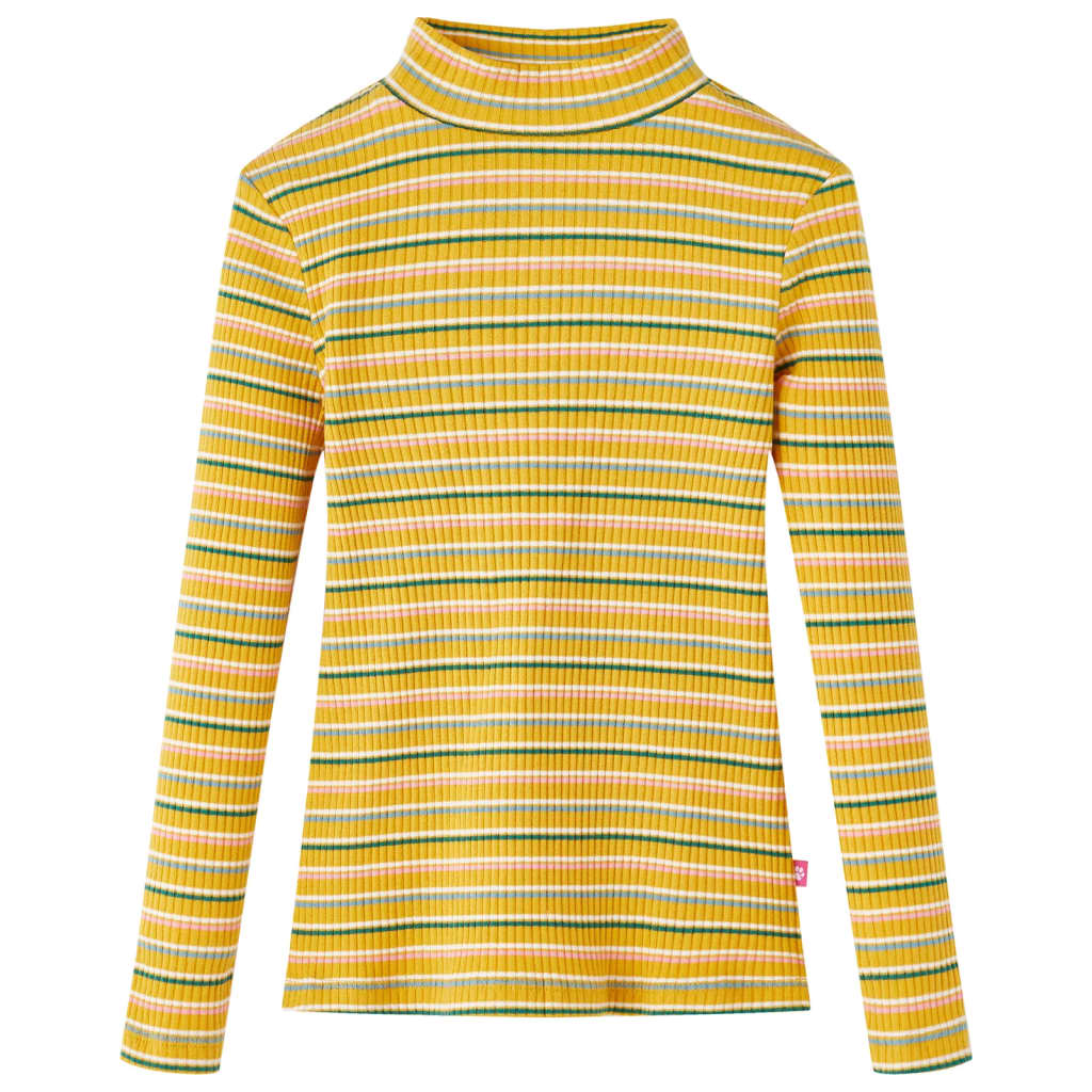 Vidaxl kindershirt met lange mouwen 116 gestreept okerkleurig