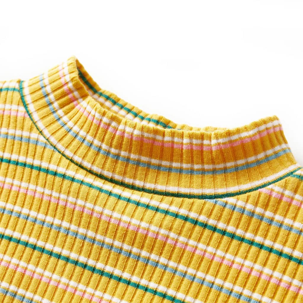 Vidaxl kindershirt met lange mouwen 116 gestreept okerkleurig