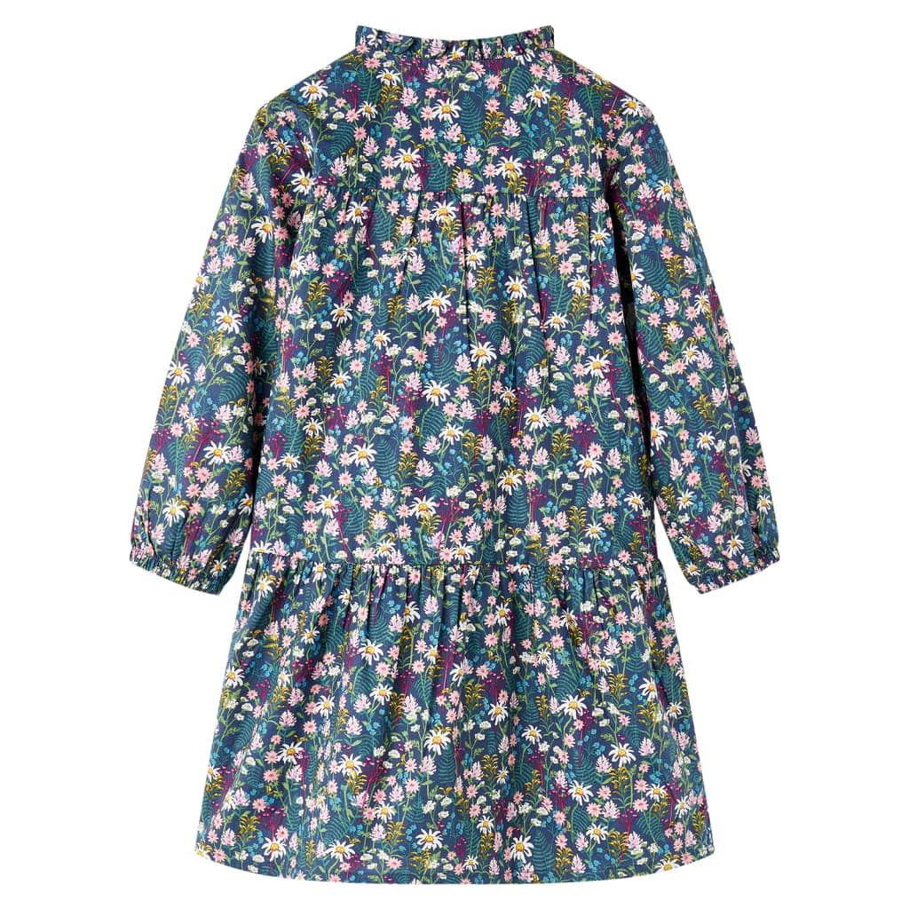 Vidaxl kinderjurk met lange mouwen 116 donkerblauw