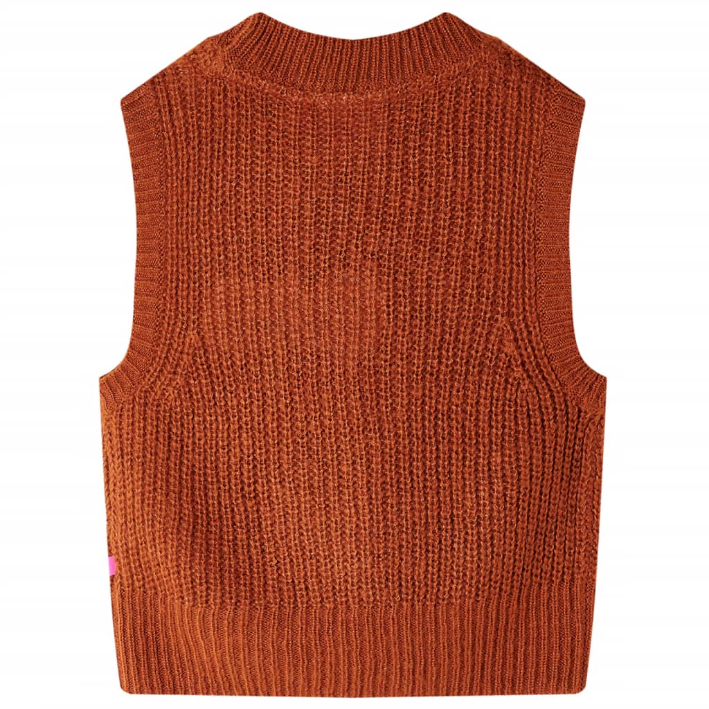 Vidaxl kinderspencer gebreid 128 cognackleurig