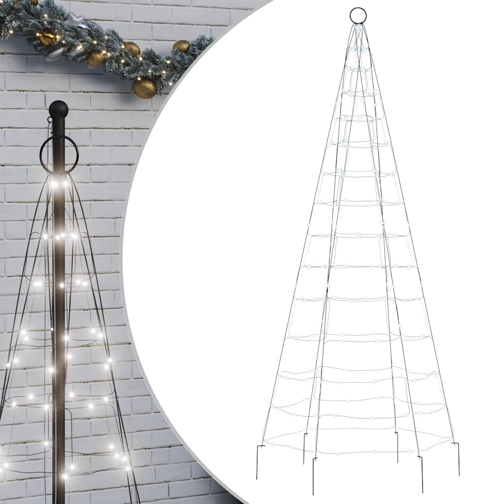 VidaXL LED-Weihnachtsbaum auf Fahnenmast, 200 LEDs, kaltweiß, 180 cm