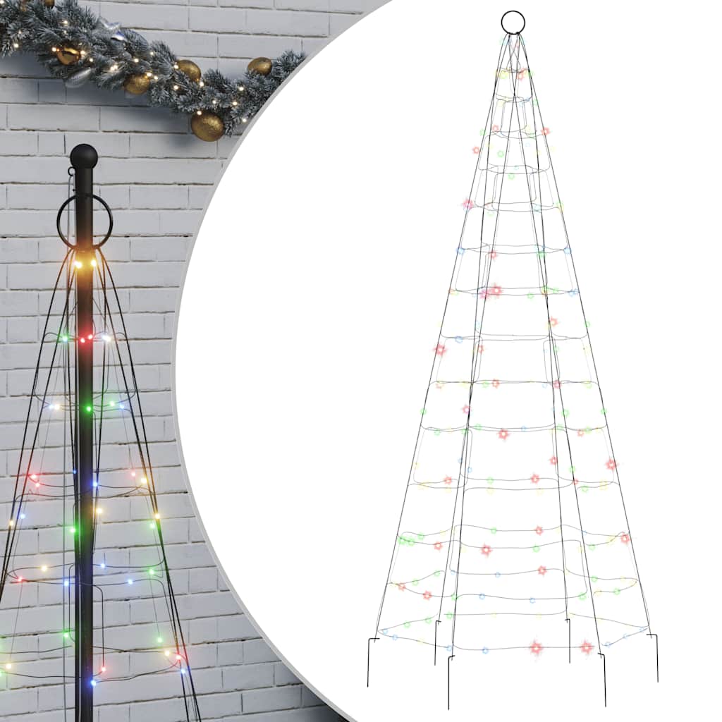 VidaXL LED-Weihnachtsbaum auf Fahnenmast, 200 LEDs, farbig, 180 cm