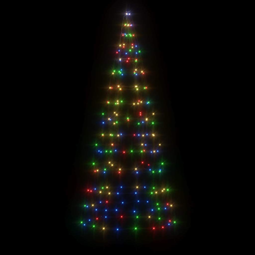 VidaXL LED-Weihnachtsbaum auf Fahnenmast, 200 LEDs, farbig, 180 cm
