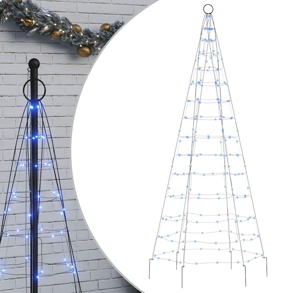 VidaXL LED-Weihnachtsbaum auf Fahnenmast, 200 LEDs, 180 cm, blau