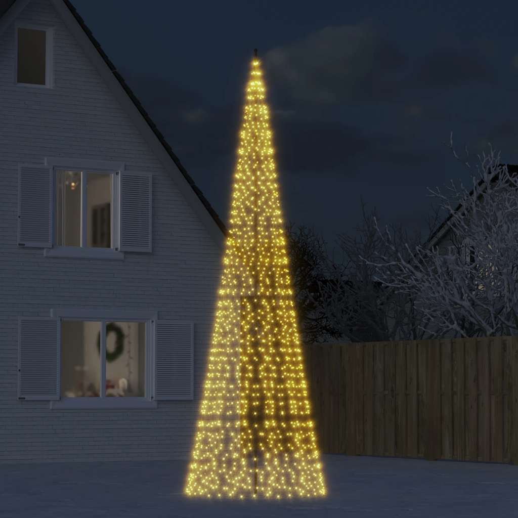 VidaXL LED-Weihnachtsbaum auf Fahnenmast, 1534 warmweiße LEDs, 500 cm
