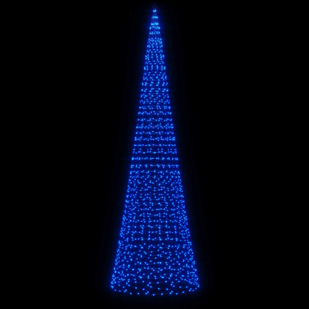 Vidaxl led-kerstboom aan vlaggenmast 1534 leds 500 cm blauw