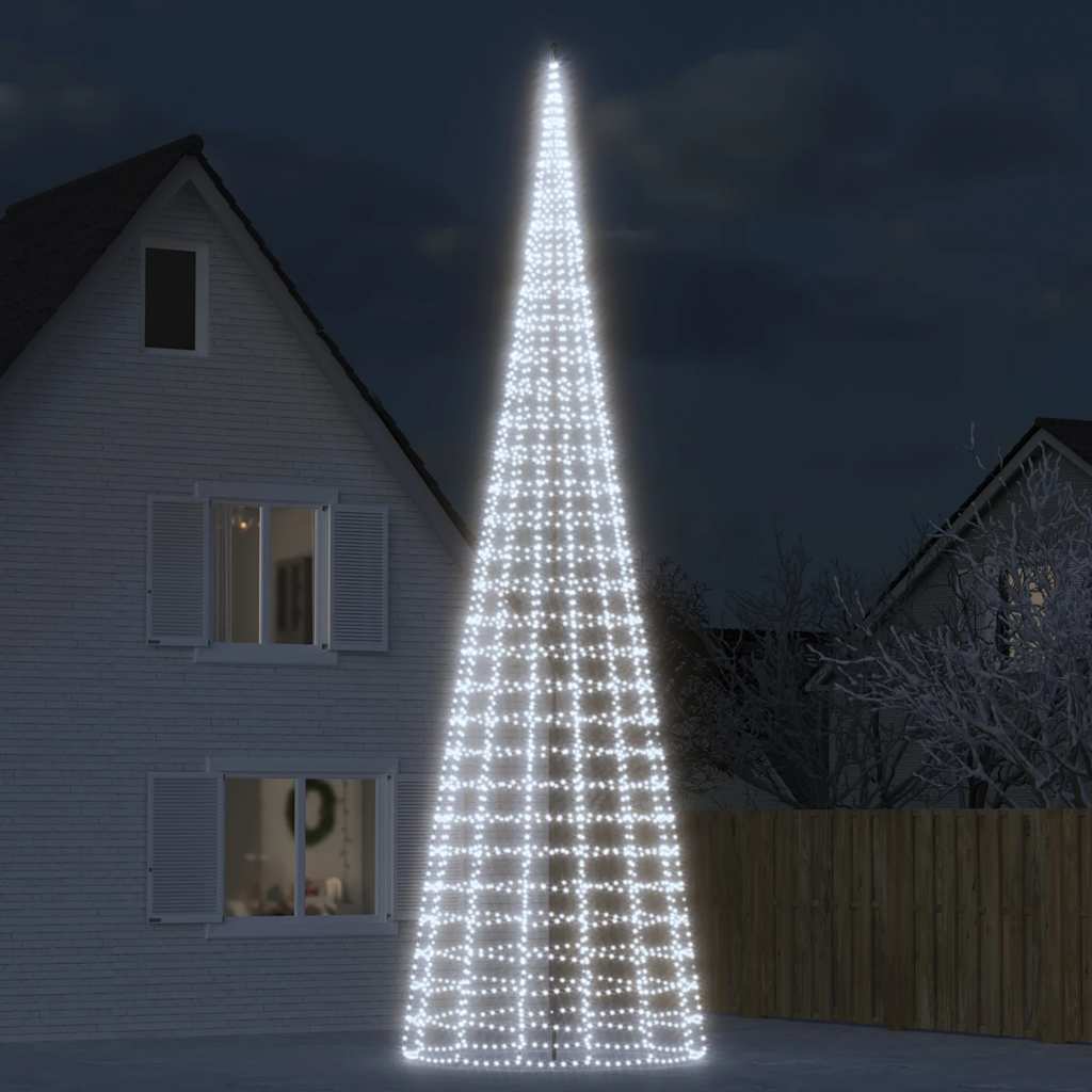 VidaXL LED-Weihnachtsbaum auf Fahnenmast, 3000 LEDs, kaltweiß, 800 cm