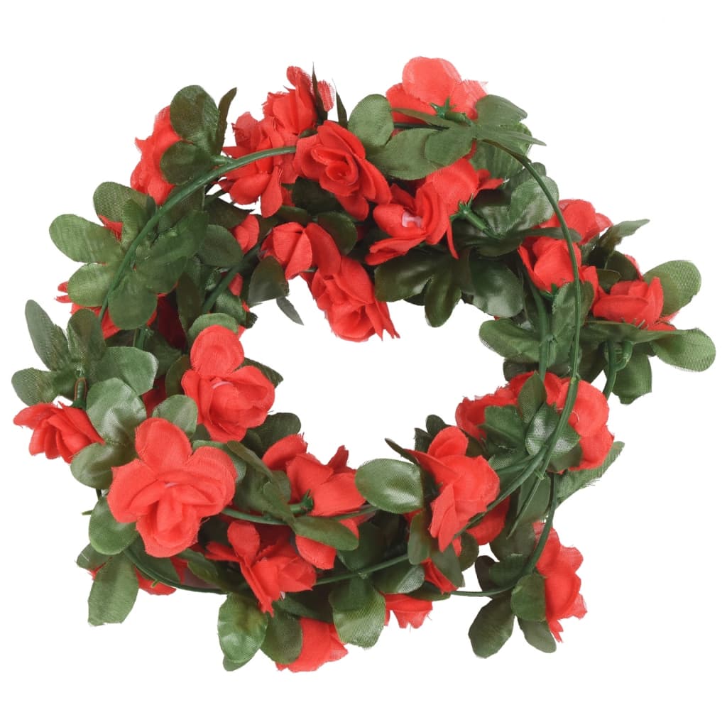 VidaXL Weihnachtsgirlanden mit Blumen, 6 Stück, 250 cm, Frühlingsrot