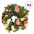 VidaXL Weihnachtsgirlanden mit Blumen, 6 Stück, 250 cm, Frühlingsrot (Sonnenuntergangsrot)