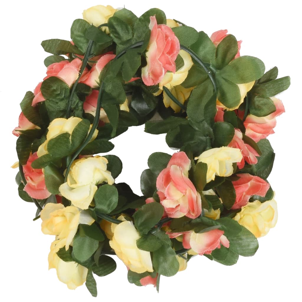 VidaXL Weihnachtsgirlanden mit Blumen, 6 Stück, 250 cm, Frühlingsrot (Sonnenuntergangsrot)