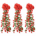 VidaXL Weihnachtsgirlanden mit Blumen, 3 Stück, 85 cm, rot