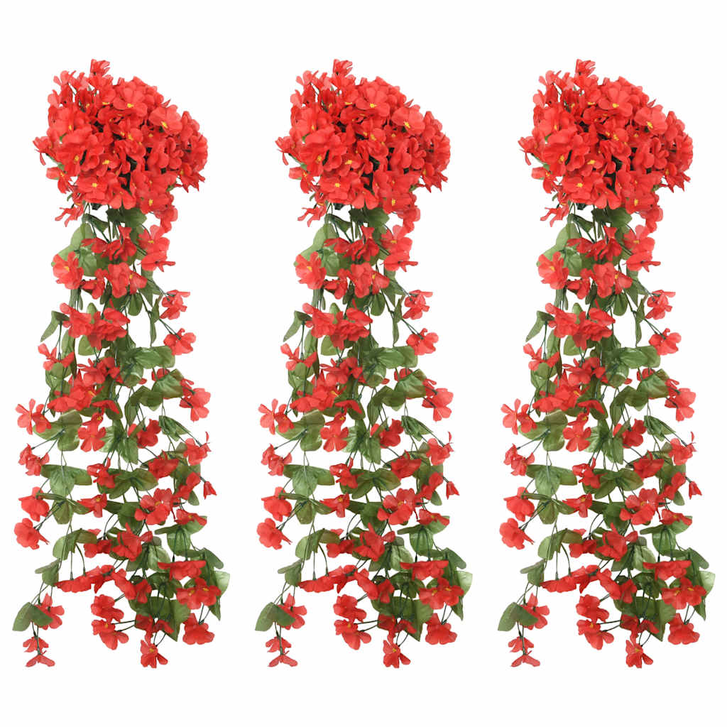 VidaXL Weihnachtsgirlanden mit Blumen, 3 Stück, 85 cm, rot