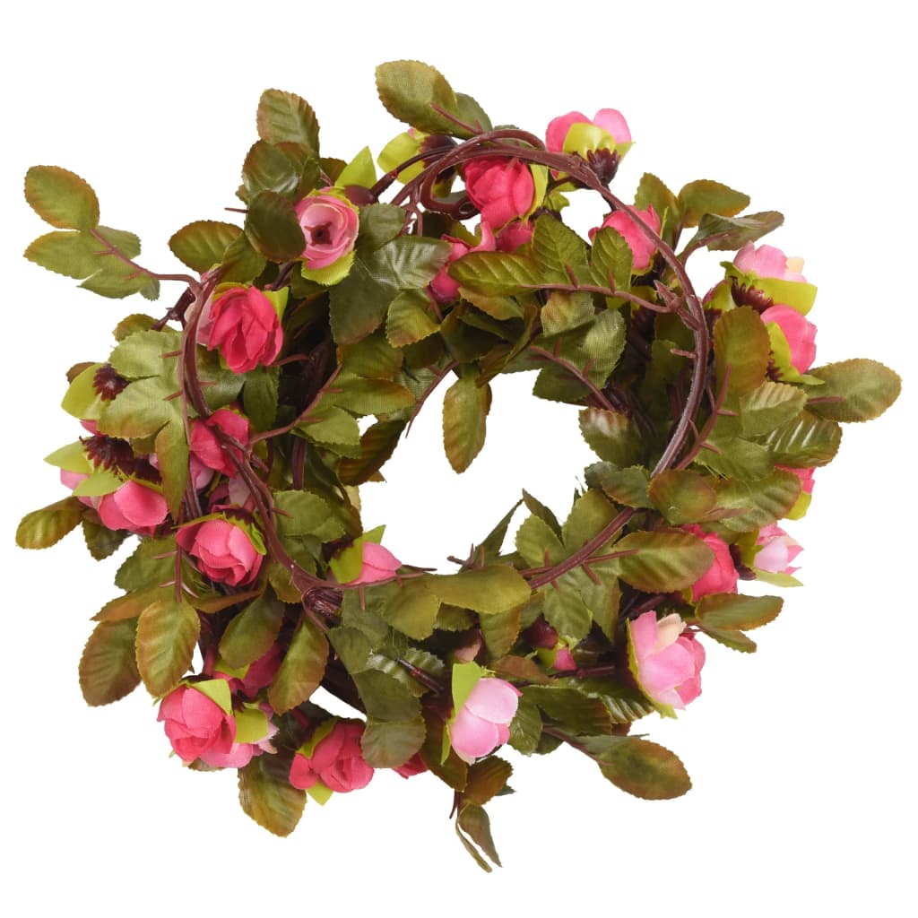 VidaXL Weihnachtsgirlanden mit Blumen, 6 Stück, 215 cm, rosa