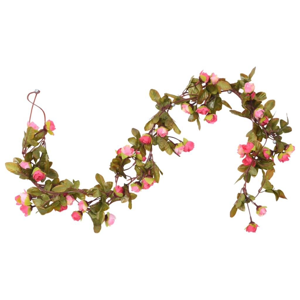 VidaXL Weihnachtsgirlanden mit Blumen, 6 Stück, 215 cm, rosa