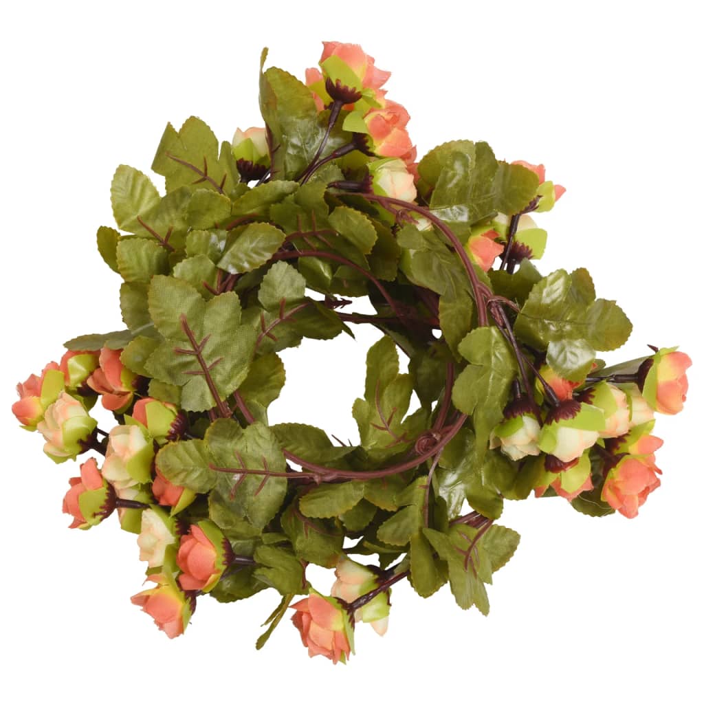 VidaXL Weihnachtsgirlanden mit Blumen, 6 Stück, 215 cm, Sonnenaufgangsrot