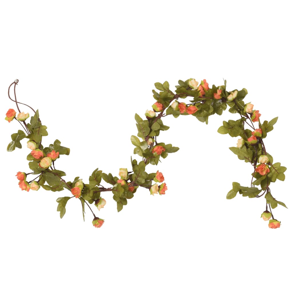 VidaXL Weihnachtsgirlanden mit Blumen, 6 Stück, 215 cm, Sonnenaufgangsrot