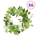 VidaXL Weihnachtsgirlanden mit Blumen, 6 Stück, 200 cm, weiß