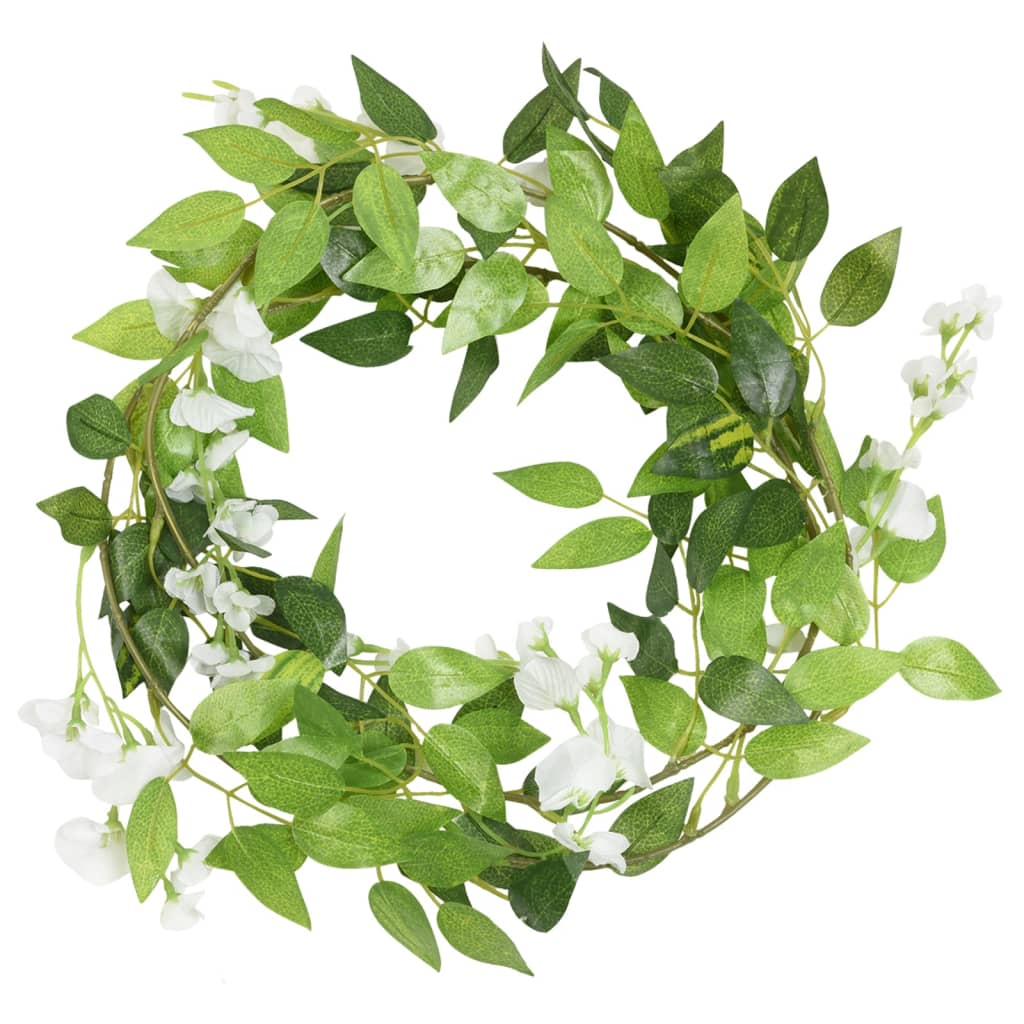 VidaXL Weihnachtsgirlanden mit Blumen, 6 Stück, 200 cm, weiß