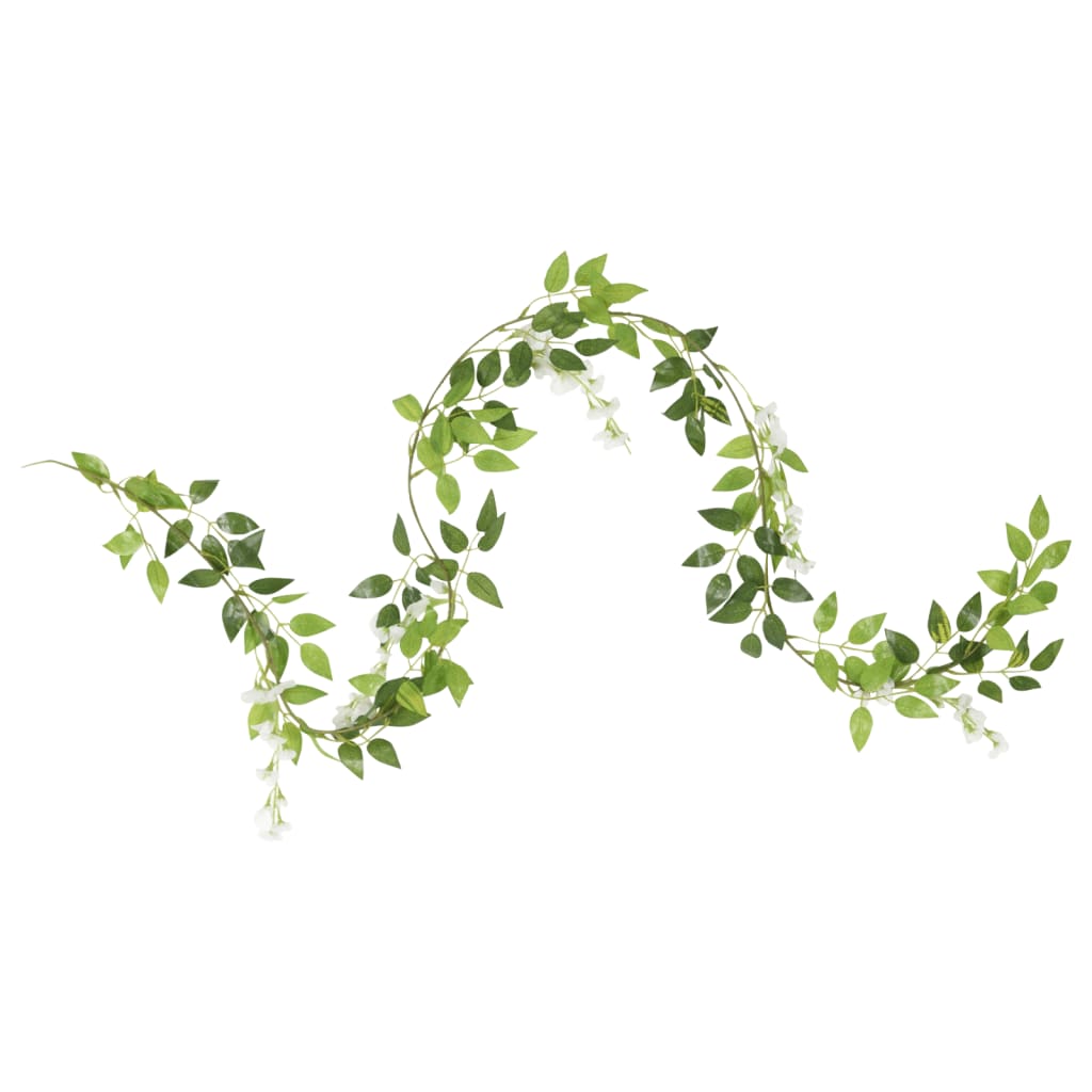 VidaXL Weihnachtsgirlanden mit Blumen, 6 Stück, 200 cm, weiß