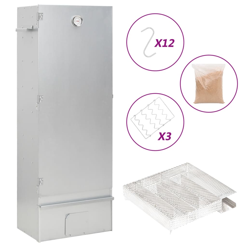Vidaxl bbq-rookoven met koude rookgenerator gegalvaniseerd staal