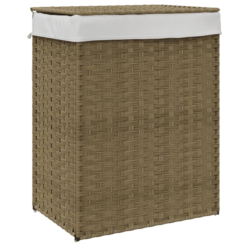 VidaXL Wäschekorb mit Deckel, 46 x 33 x 60 cm, Polyrattan