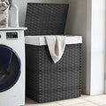 VidaXL Wäschekorb mit Deckel, 46 x 33 x 60 cm, Polyrattan, Grau